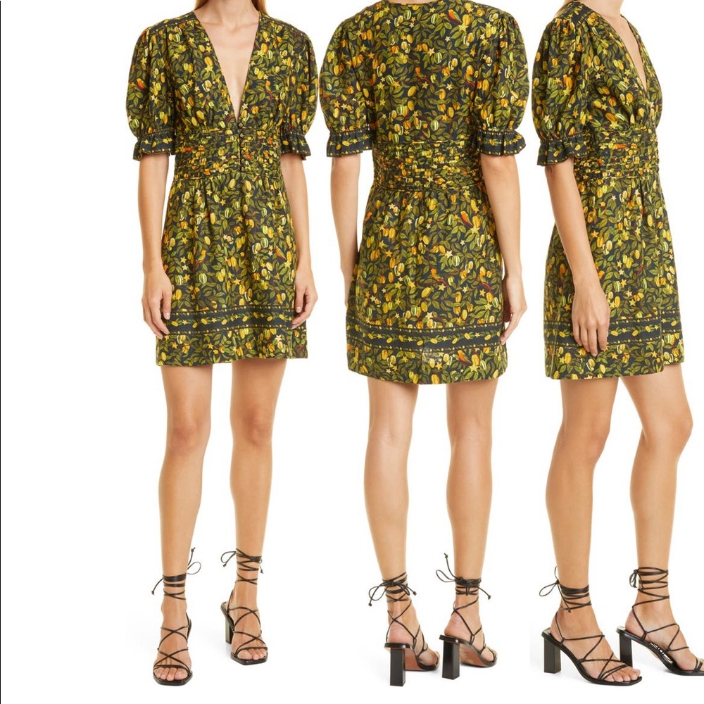 FARM Rio Green Floral Mini Dress